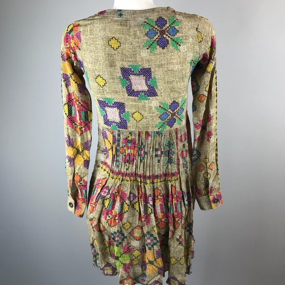 Anthro Hemant & Nandita Prima Dress Beaded Silk - Picture 6 of 8